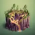 Miniature fantasy kingdom on a floating island