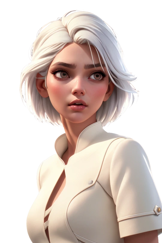 White-haired 3D Nastia AI companion character